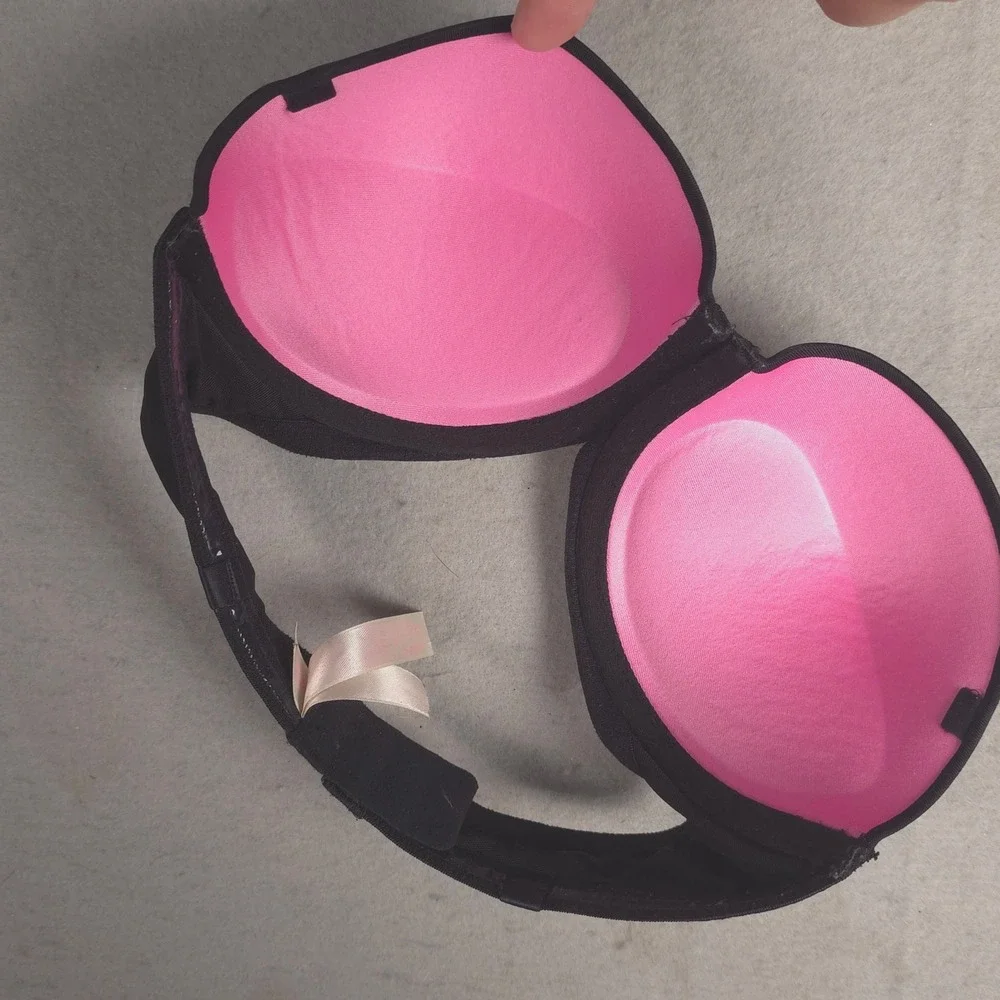 PINK Strapless Bra Black Padded‎ Push Up Everyday Lingerie Size 32C
